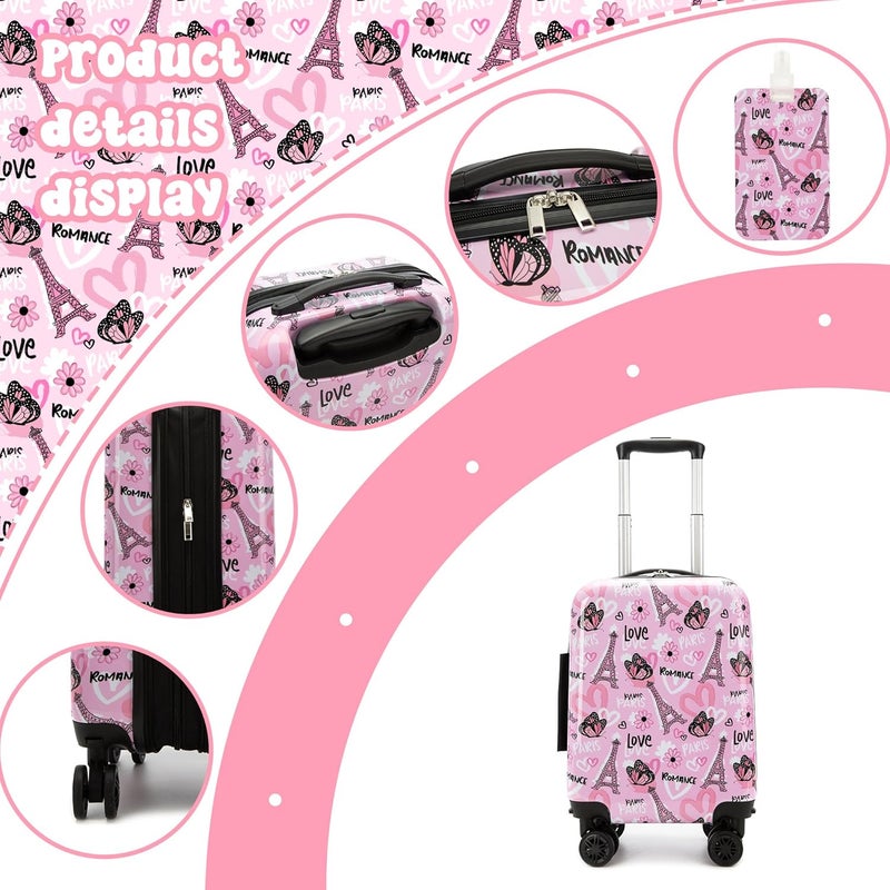 Esteemly Kid's Luggage Set 16" Hardside Luggage with Spinner Wheels 2 Piece Suitcase Set Girls Carry on Toddler Travel Rolling Suitcase with Neck Pillow Airline Approved - Image 3